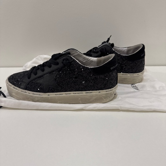 Golden Goose HiStar Glitter and Leather Black Sneakers - Picture 1 of 6